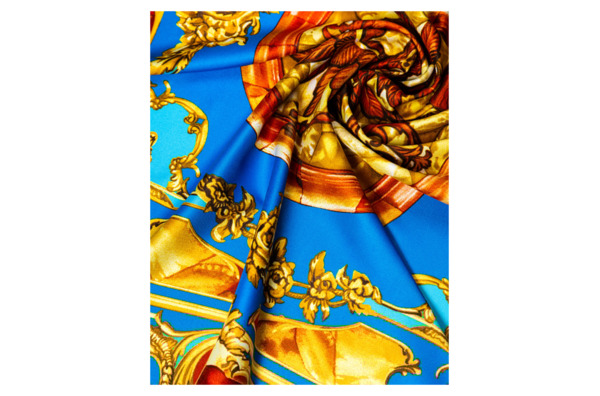 Платок сувенирный Русские в моде Янтарная комната 90х90 см, шелк, вискоза, ручная подшивка