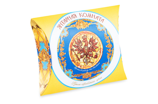 Платок сувенирный Русские в моде Янтарная комната 90х90 см, шелк, вискоза, ручная подшивка
