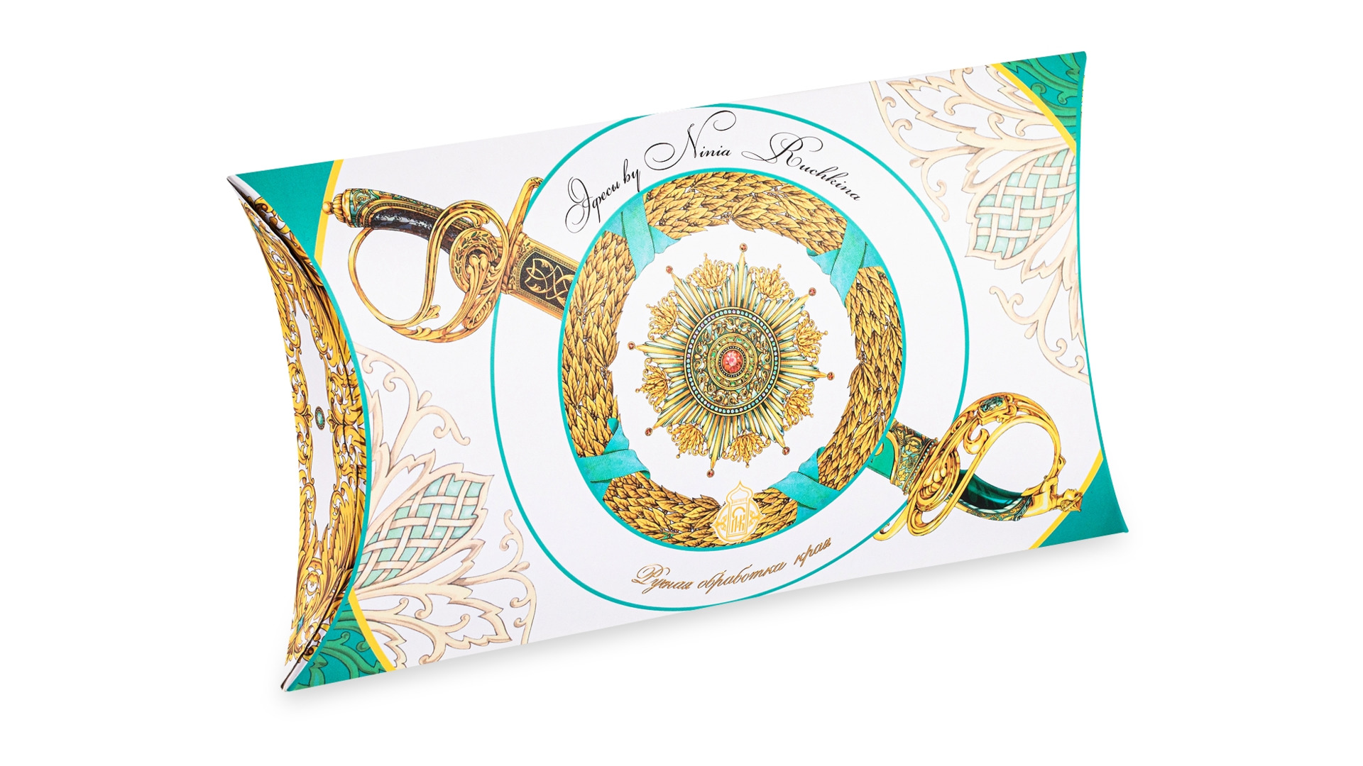 Платок сувенирный Русские в моде Эфесы 120х120 см, шелк, вискоза, ручная подшивка