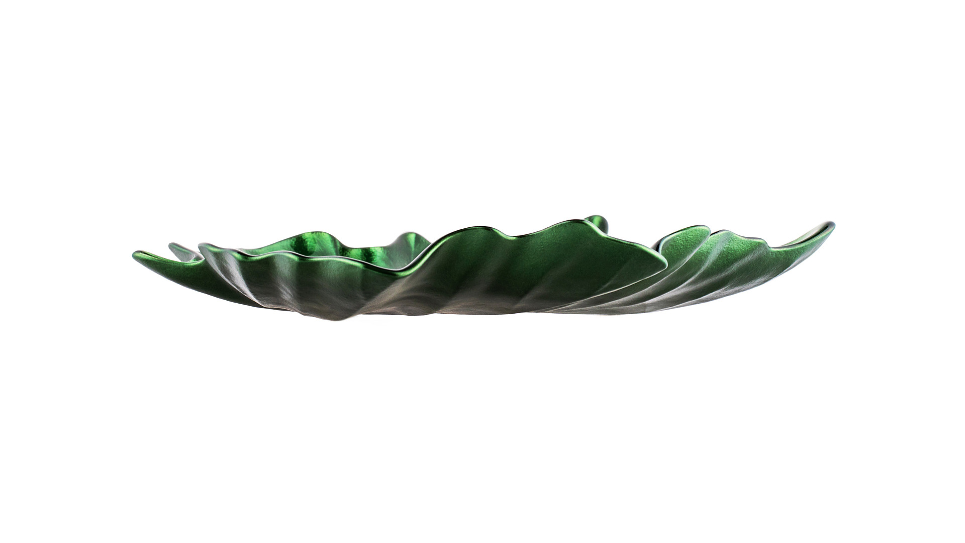 Блюдо для закусок Akcam Кленовый лист 17 см, стекло, зеленый