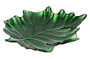 Блюдо для закусок Akcam Кленовый лист 21 см, стекло, зеленый