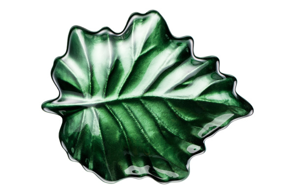 Блюдо для закусок Akcam Кленовый лист 21 см, стекло, зеленый
