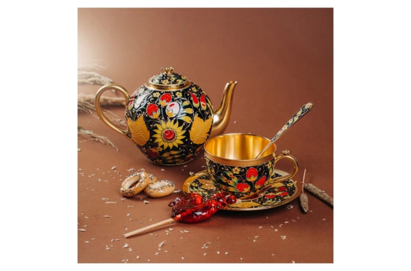 Сервиз чайный Русские самоцветы Хохлома 1713,20 г, на 2 персоны 7