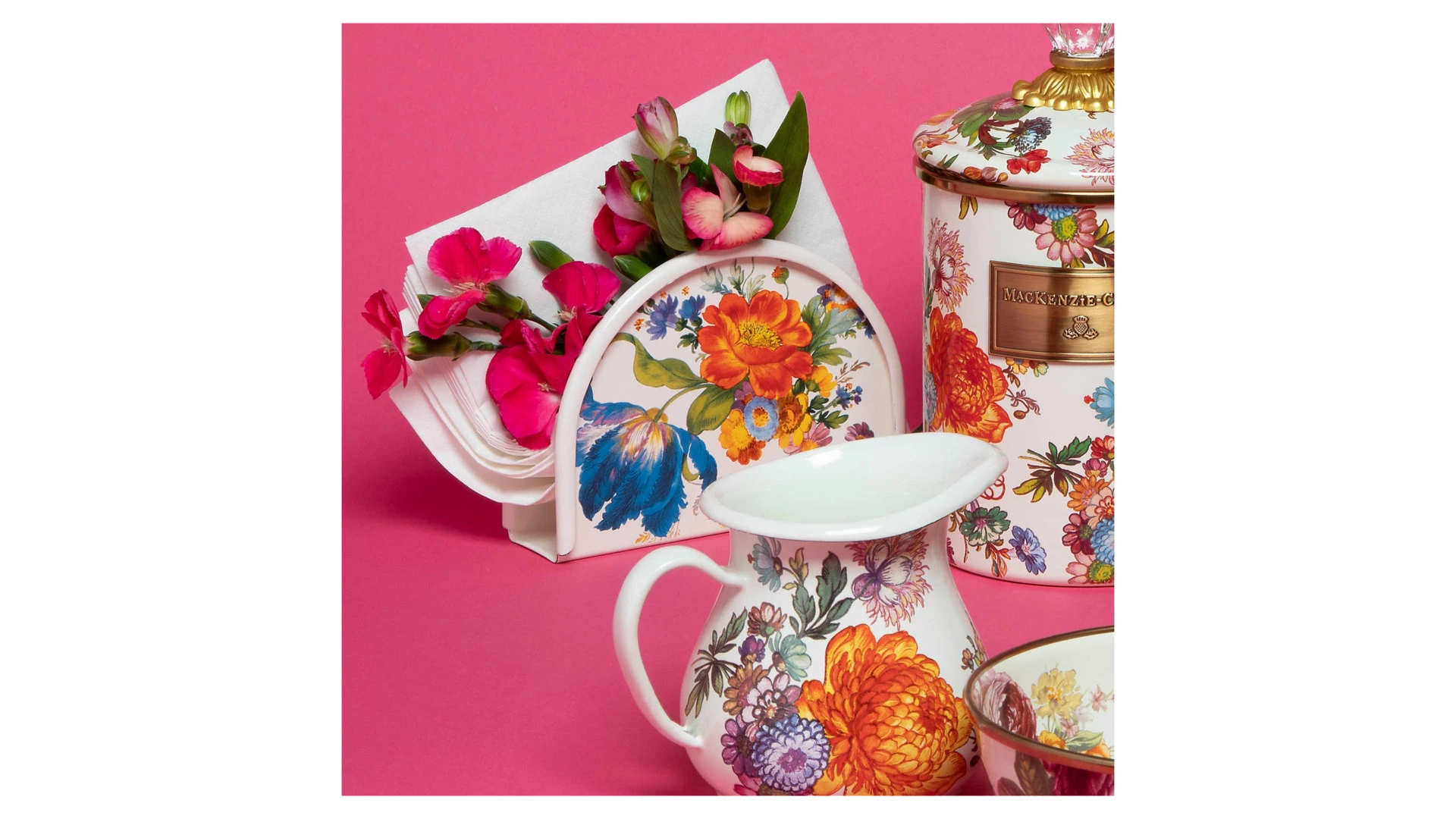 Салфетница MacKenzie-Childs Flower Market 11х15х6 см, сталь нержавеющая, белая