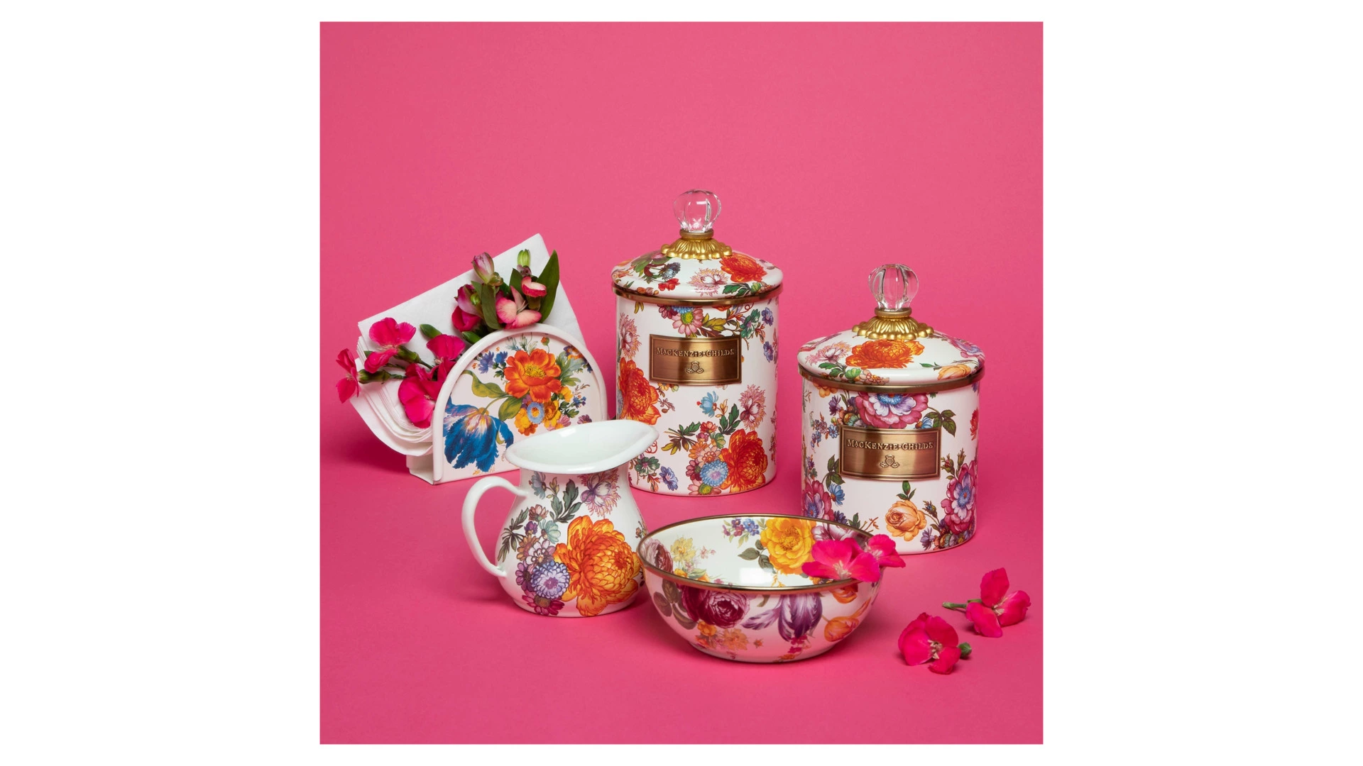 Салфетница MacKenzie-Childs Flower Market 11х15х6 см, сталь нержавеющая, белая