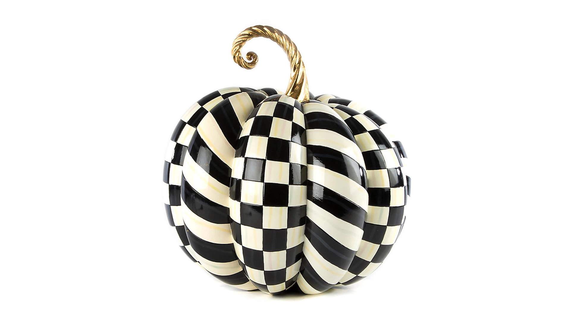 Изделие декоративное Тыква MacKenzie-Childs Courtly Check Gold Medal 38х38см, полирезина