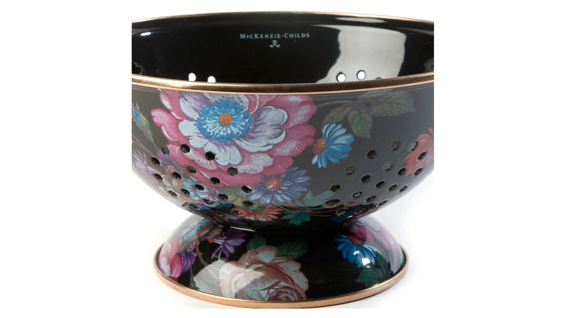 Дуршлаг большой MacKenzie-Childs Flower Market 14х24х24см, сталь нержавеющая, черный