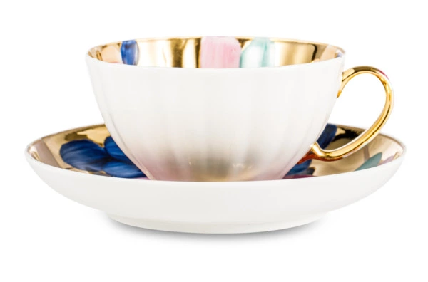 Сервиз чайный Дулевский фарфоровый завод Белый лебедь Поздний вечер на 6 персон 15 предметов, фарфор