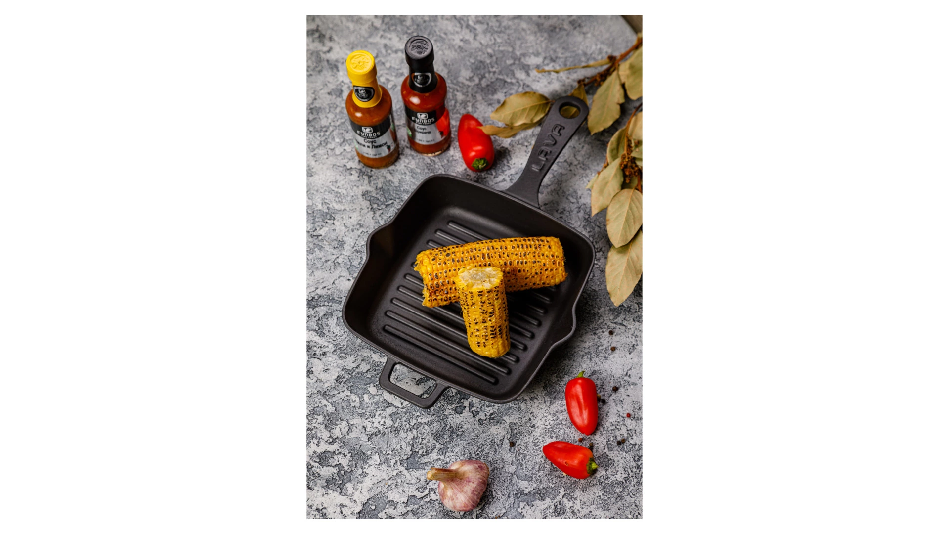 Сковорода-гриль квадратная LAVA 20 см, 1 л, чугун, черная