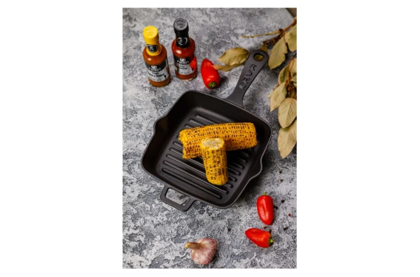 Сковорода-гриль квадратная LAVA 20 см, 1 л, чугун, черная