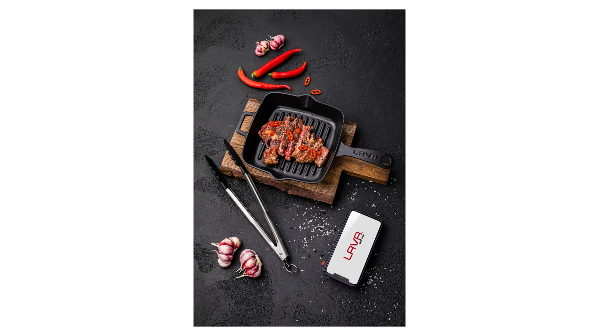 Сковорода-гриль квадратная LAVA 20 см, 1 л, чугун, черная