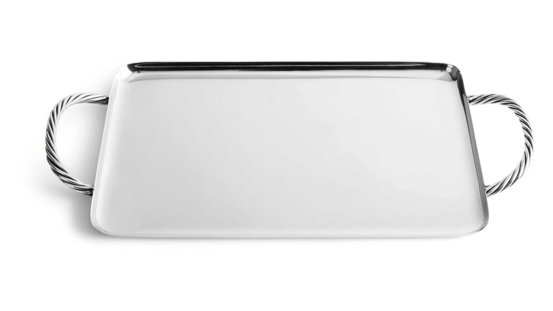 Поднос прямоугольный с ручками Michael Aram Твист 41x20 см, серебристый