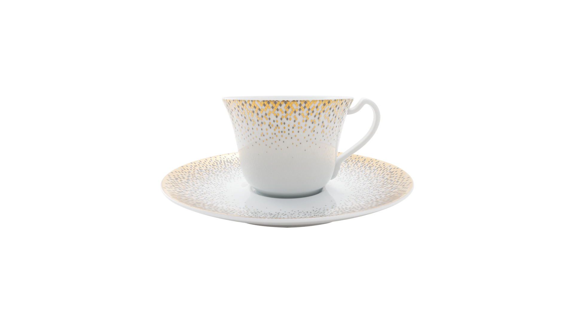 Чашка для капучино с блюдцем Haviland Дыхание золота Золотистый декор 380 мл, фарфор