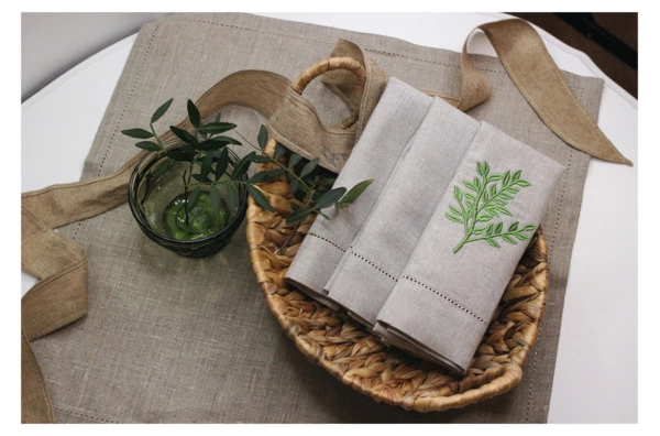 Салфетка Momo for home Зелёная ветка 42х42 см, лен