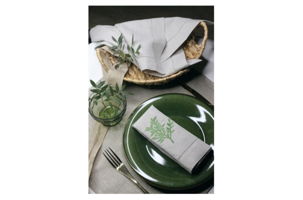 Салфетка Momo for home Зелёная ветка 42х42 см, лен