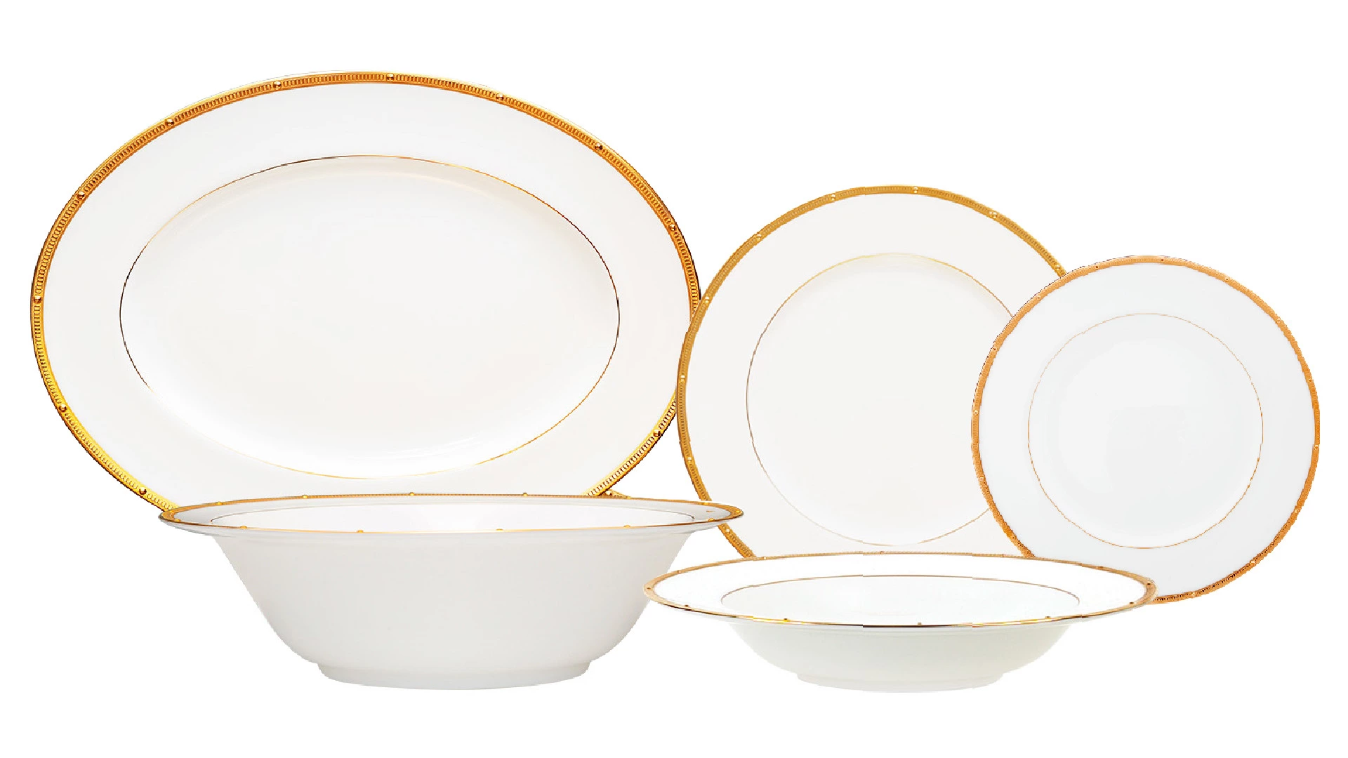 Сервиз столовый Noritake Рочель, золотой кант на 6 персон 20 предметов