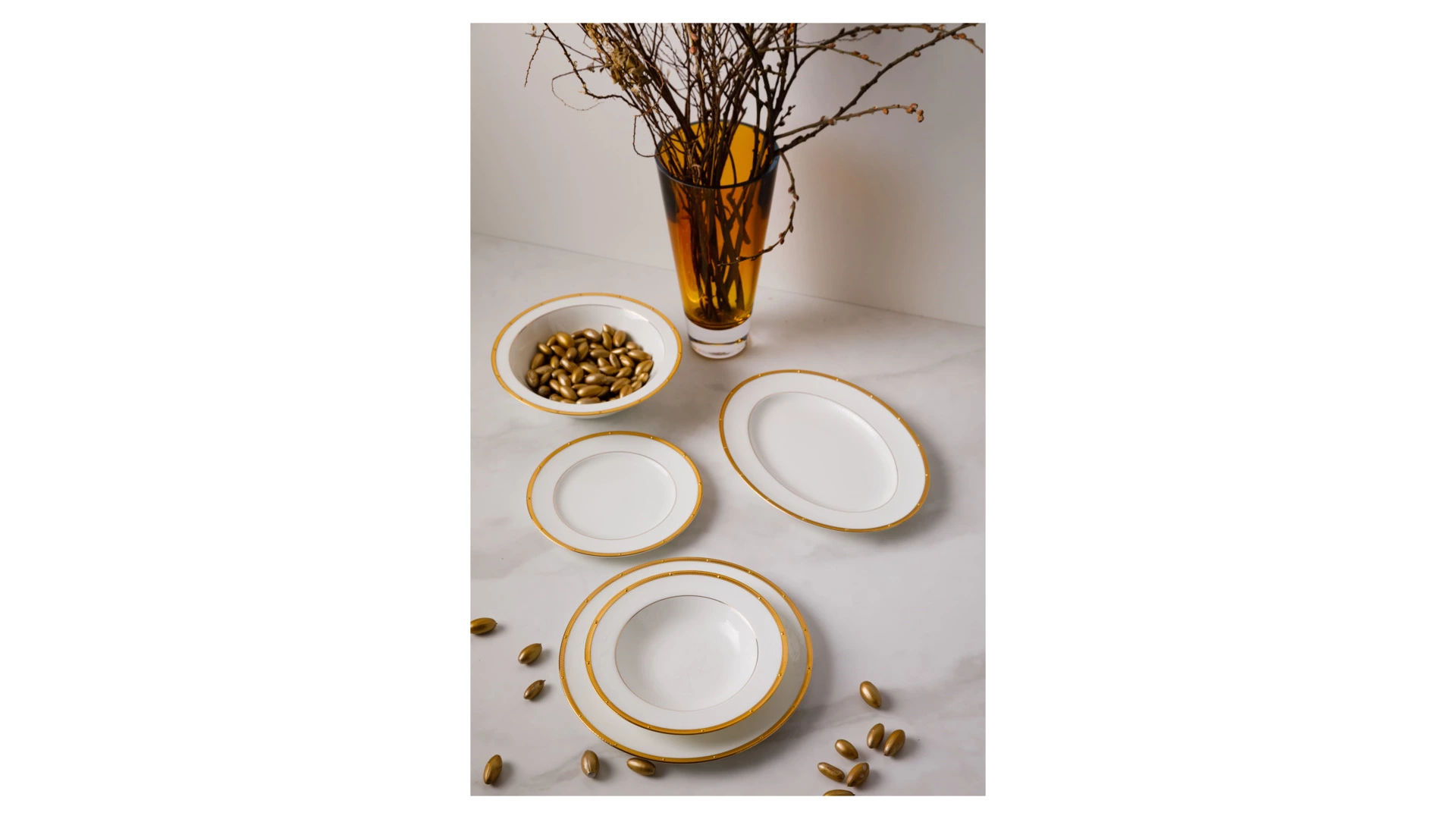Сервиз столовый Noritake Рочель, золотой кант на 6 персон 20 предметов