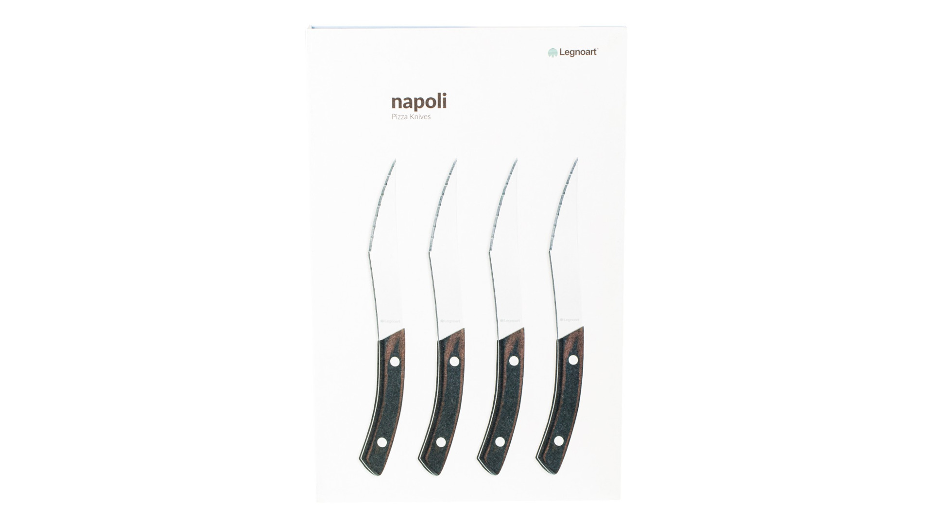 Набор ножей для стейка и пиццы Legnoart Napoli, 4 шт, ручка из темного дерева, п/к