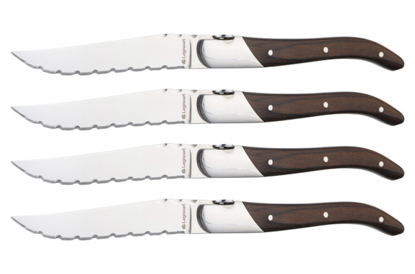 Набор ножей для стейка Legnoart Fassona 4 шт, ручка из темного дерева, п/к