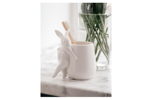 Стакан для зубных щеток Claystreet Кролики - чистюли 14,3 см, фарфор