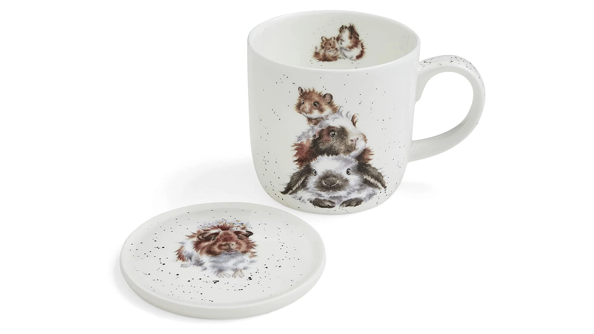 Кружка с подставкой Royal Worcester Забавная фауна Свинка посередке 310 мл, фарфор костяной, п/к