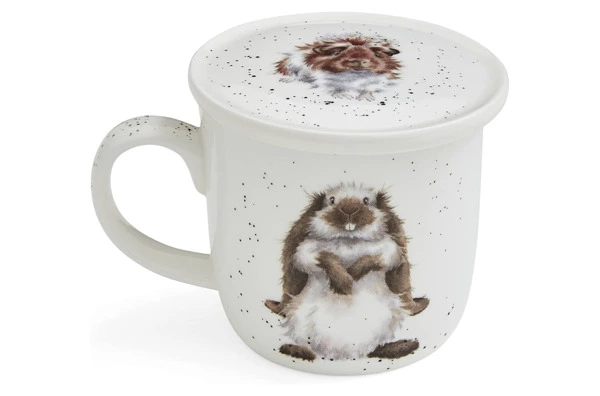 Кружка с подставкой Royal Worcester Забавная фауна Свинка посередке 310 мл, фарфор костяной, п/к