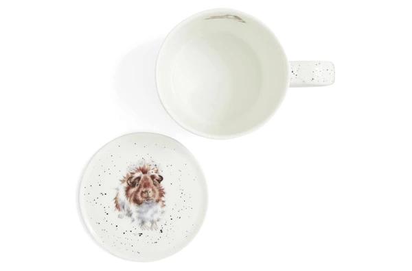 Кружка с подставкой Royal Worcester Забавная фауна Свинка посередке 310 мл, фарфор костяной, п/к