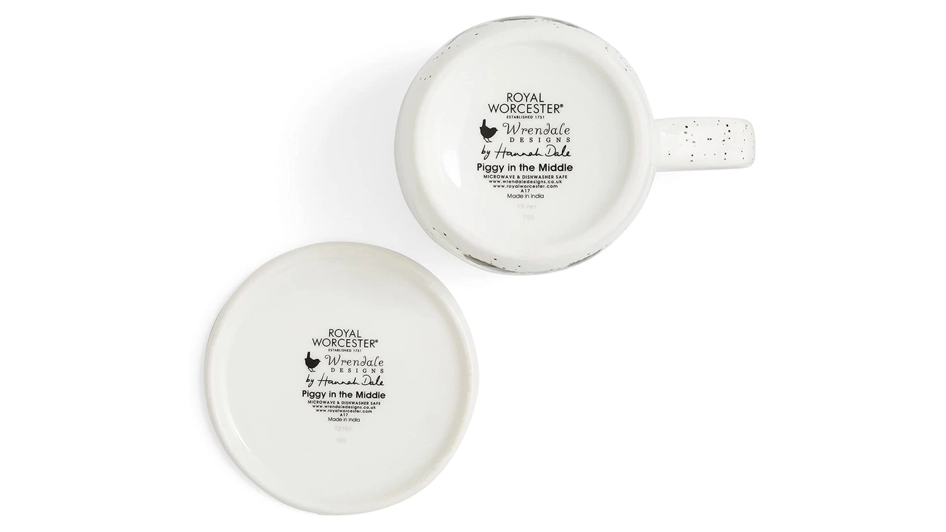 Кружка с подставкой Royal Worcester Забавная фауна Свинка посередке 310 мл, фарфор костяной, п/к