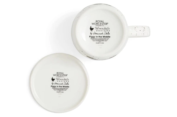 Кружка с подставкой Royal Worcester Забавная фауна Свинка посередке 310 мл, фарфор костяной, п/к