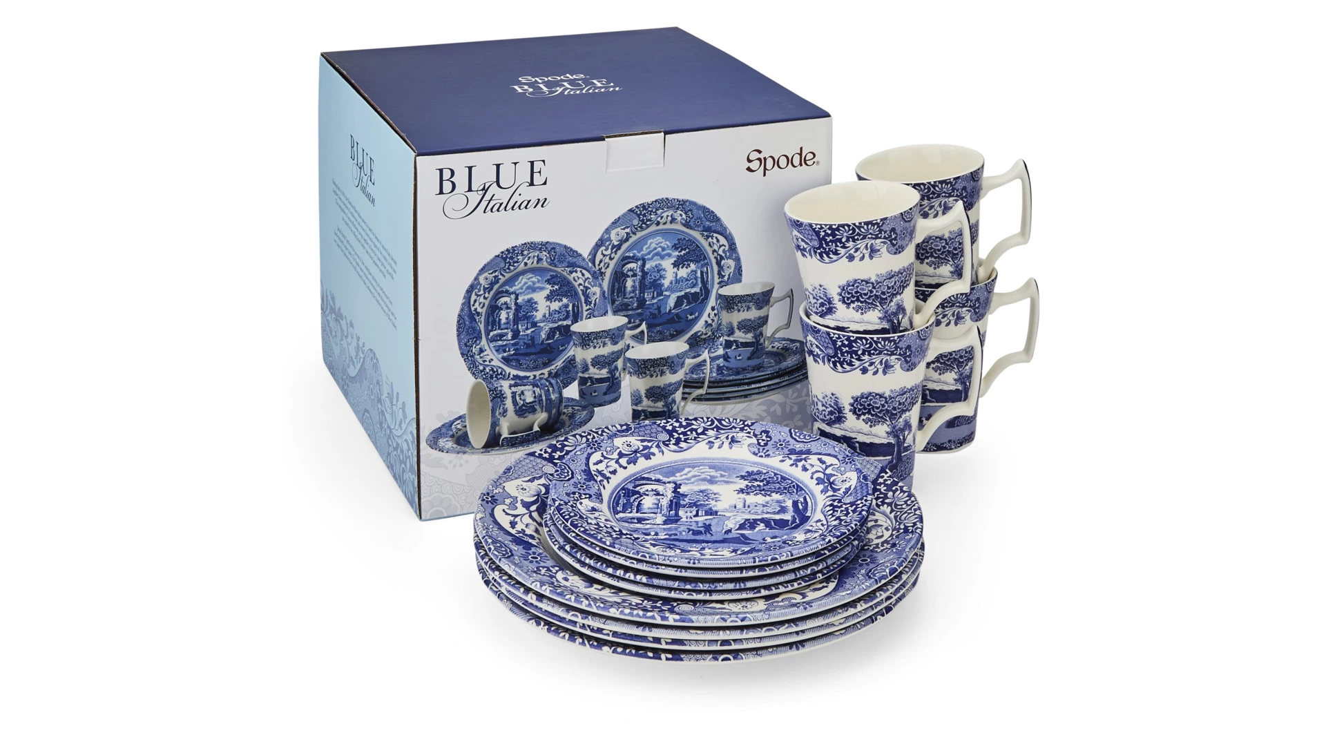 Сервиз чайно-столовый Spode Голубая Италия на 4 персоны 12 предметов, фаянс, п/к