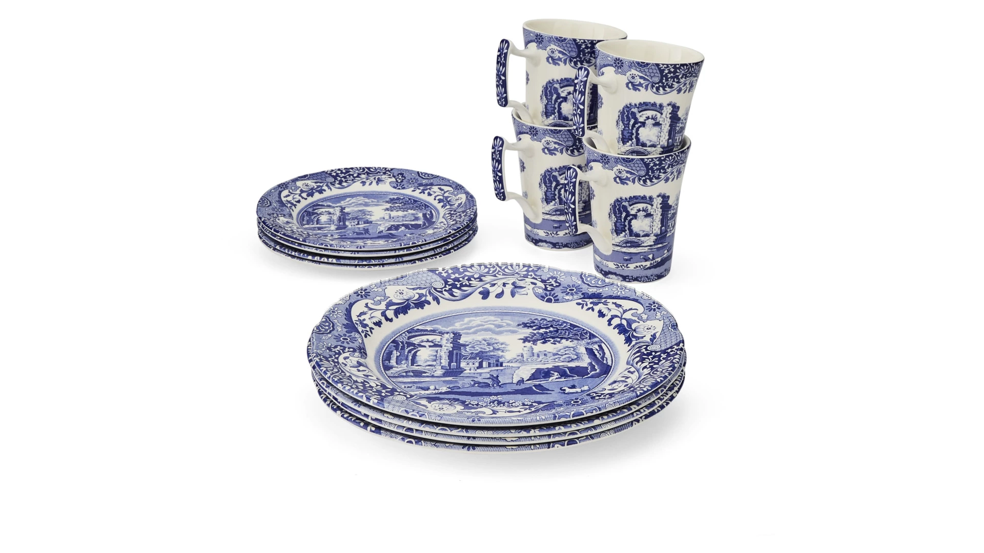 Сервиз чайно-столовый Spode Голубая Италия на 4 персоны 12 предметов, фаянс, п/к