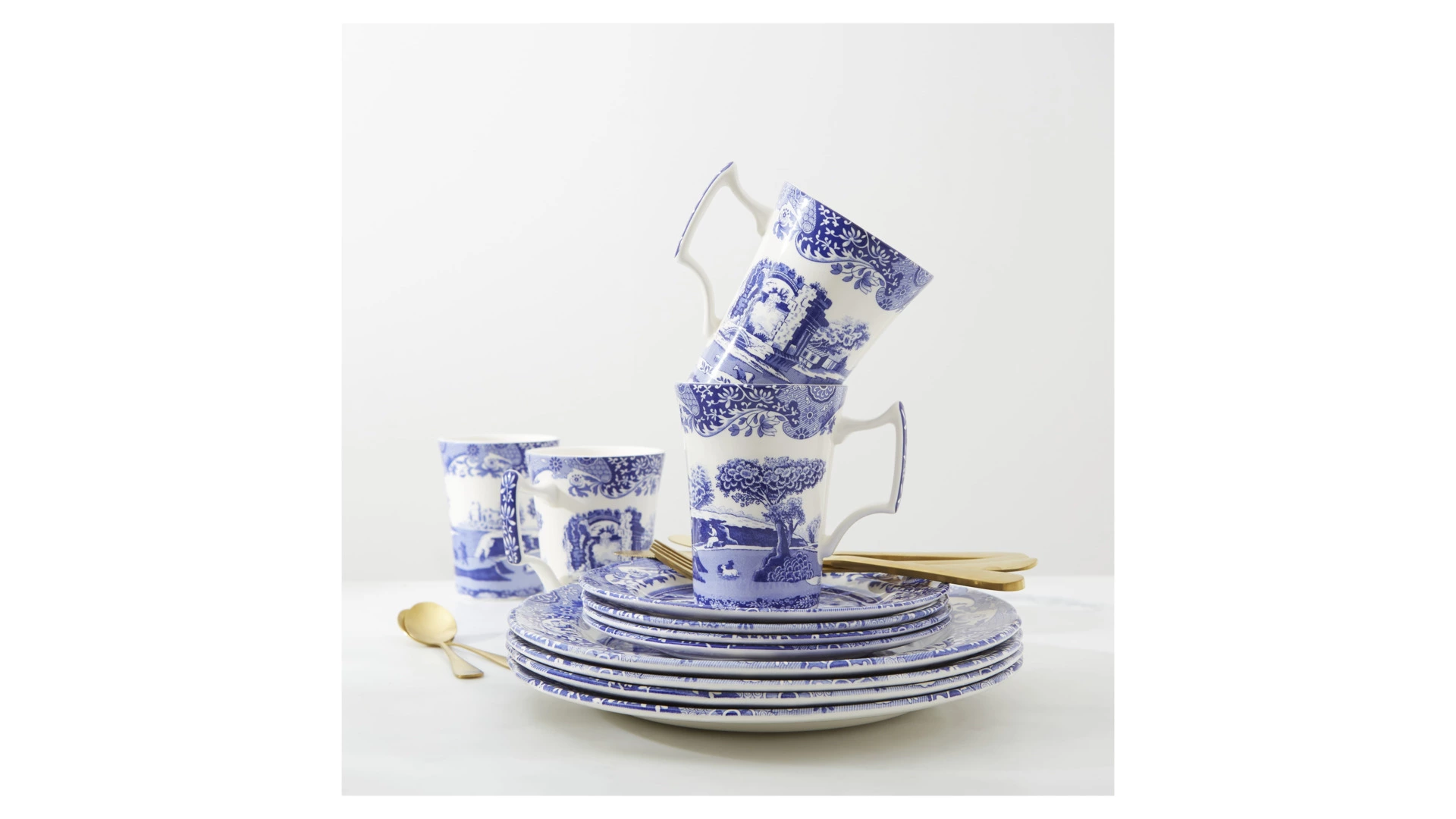 Сервиз чайно-столовый Spode Голубая Италия на 4 персоны 12 предметов, фаянс, п/к