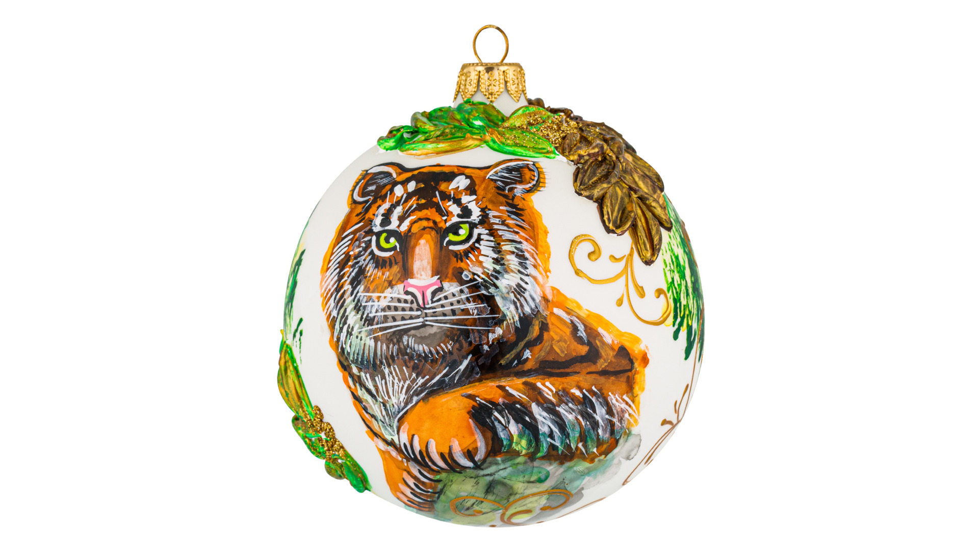 Украшение елочное шар Bartosh Тигр 10 см, стекло