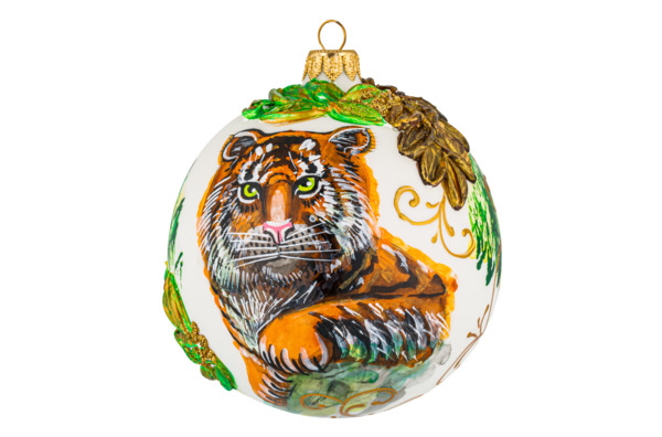 Украшение елочное шар Bartosh Тигр 10 см, стекло