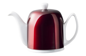 Чайник заварочный Degrenne Salam 1 л, фарфор, сталь нержавеющая, белый, с красной муфтой