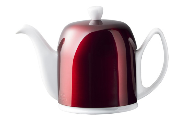 Чайник заварочный Degrenne Salam 1 л, фарфор, сталь нержавеющая, белый, с красной муфтой