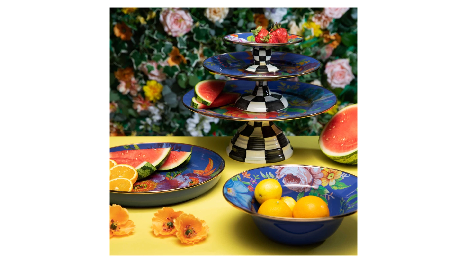 Блюдо на ножке Mackenzie-Childs Flower Market 30 см, сталь нержавеющая