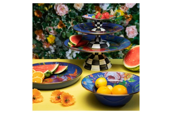 Блюдо на ножке Mackenzie-Childs Flower Market 30 см, сталь нержавеющая