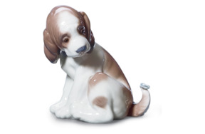 Фигурка Lladro Удивление - щенок и мотылек 11х11 см, фарфор