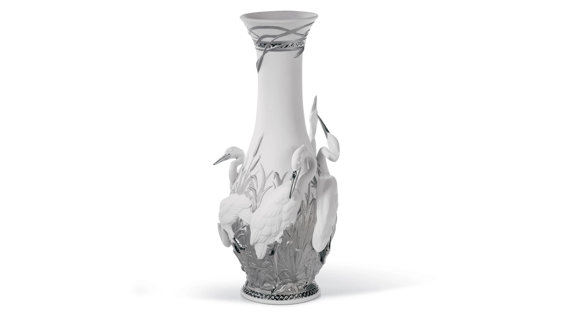Ваза Lladro Царство цапель 35х17 см, фарфор