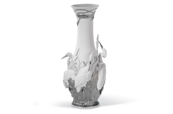 Ваза Lladro Царство цапель 35х17 см, фарфор
