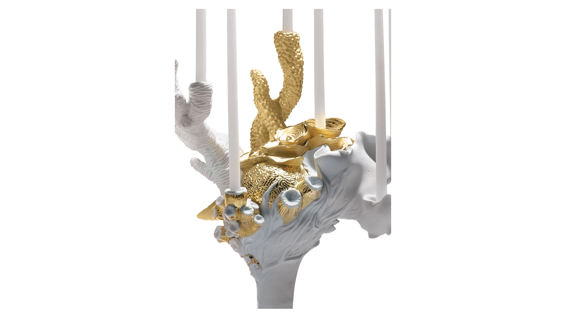 Канделябр Lladro 34х40 см, фарфор, белый с золотом
