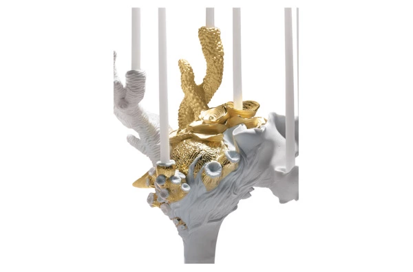 Канделябр Lladro 34х40 см, фарфор, белый с золотом