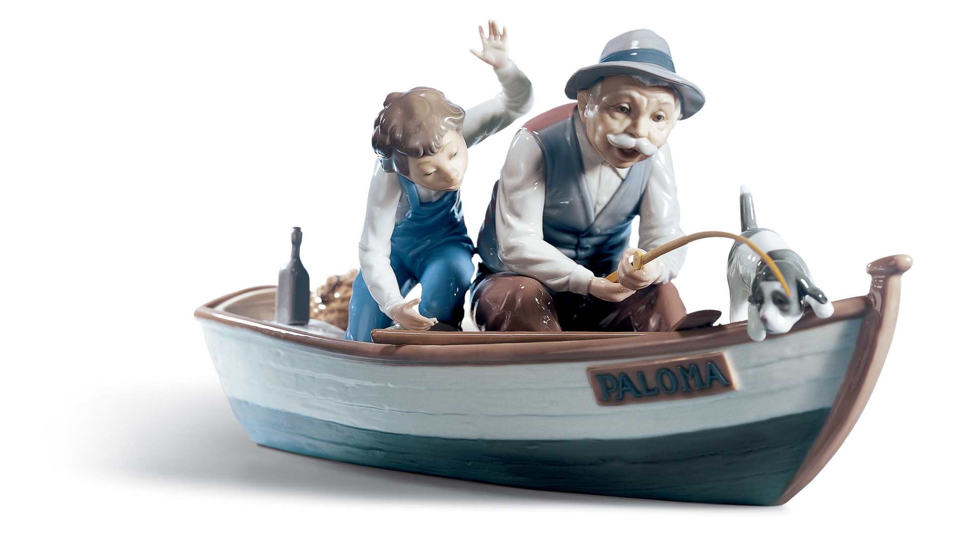 Фигурка Lladro Рыбаки в лодке 39х22 см, фарфор