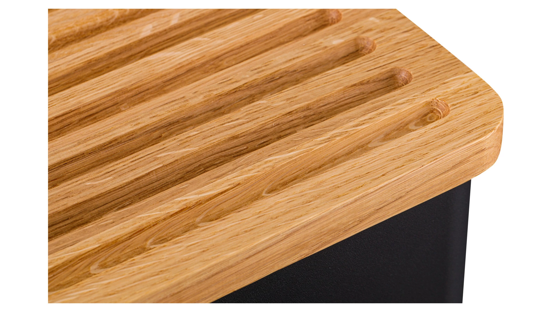 Хлебница с крышкой-доской Legnoart Crispy 40х20,5х17,5 см, крышка из дуба, металл, черная