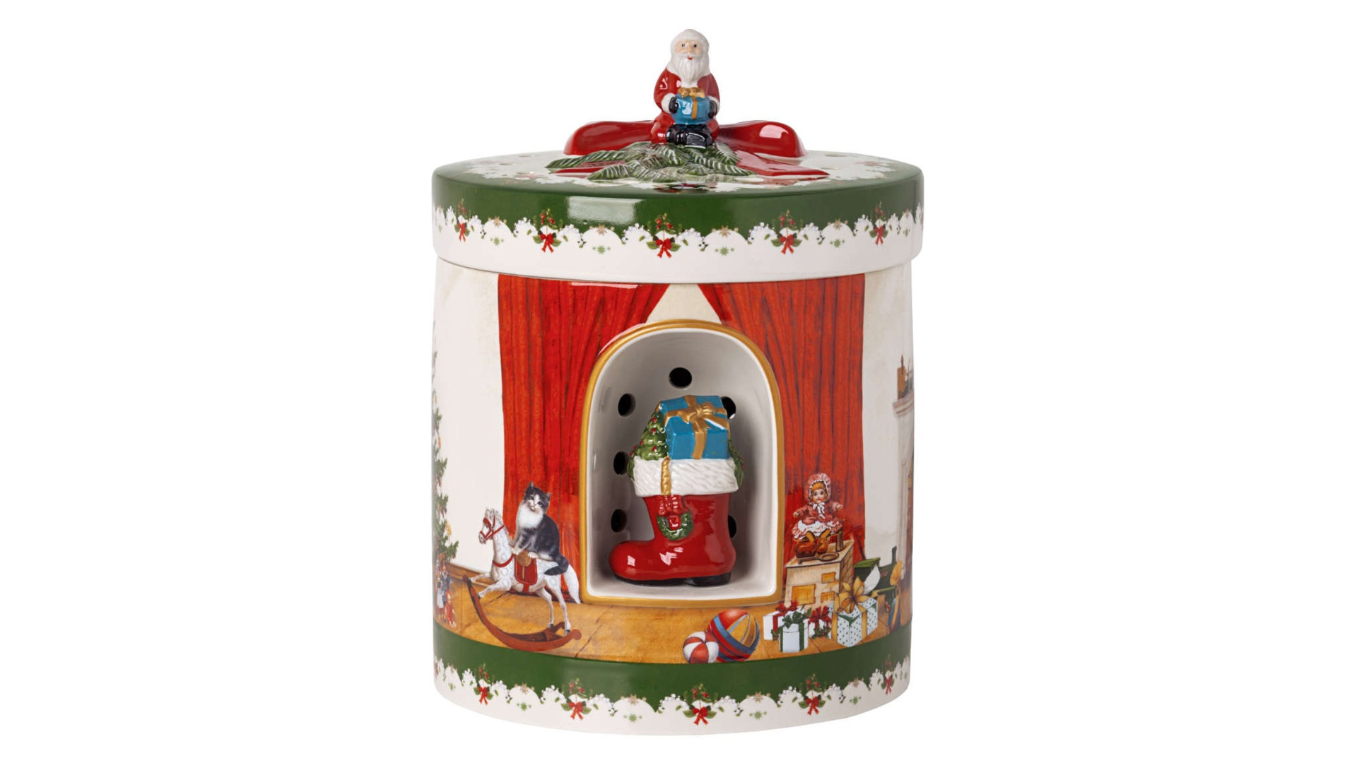 Музыкальная шкатулка Villeroy&Boch Christmas Toys Санта приносит подарки 16х16 см,круглая, фарфор