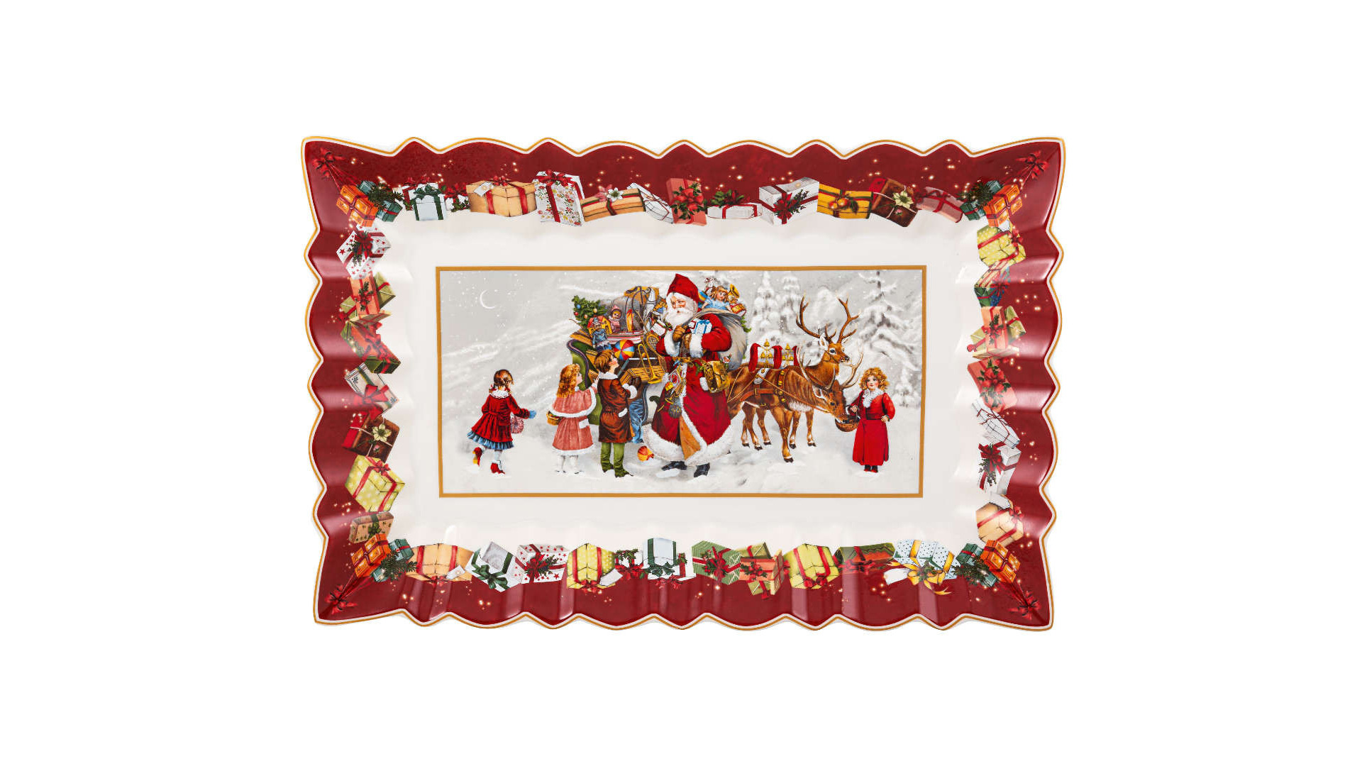 Блюдо прямоугольное Villeroy&Boch Toy's Fantasy Санта с детьми 24,63х36,57 см, фарфор