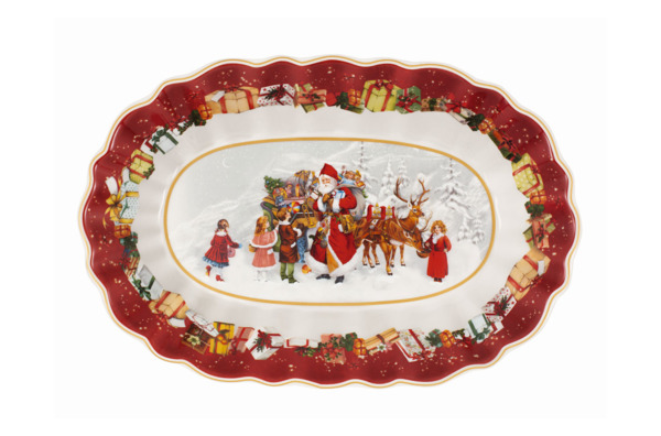 Блюдо овальное Villeroy&Boch Toy's Fantasy Санта с детьми 19х29 см, фарфор