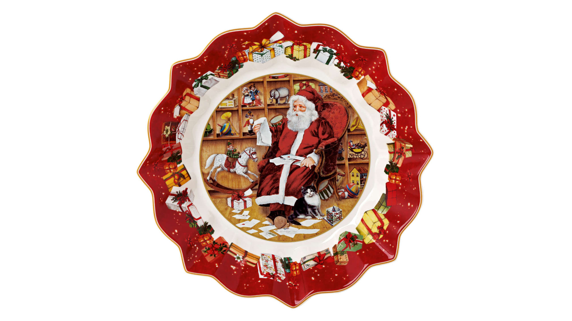 Блюдо круглое Villeroy&Boch Toy's Fantasy Санта читает список желаний 25 см, фарфор