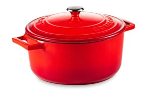 Кастрюля с крышкой LAVA d22 см, 3,4 л, чугун, красная